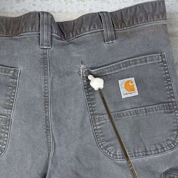 Vintage 90s Carhartt Carpenter Pants 36x28 Relaxed Fit Grey Canvas Dungarees - Picture 9 of 11